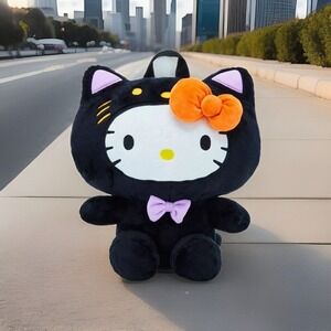 Hello Kitty Halloween Black Cat Plush‎ Backpack 14" New